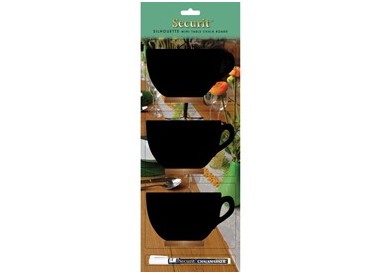 SET 3 MINI LAVAGNE SEGNAPOSTO Silhouette 'TAZZA' Securit