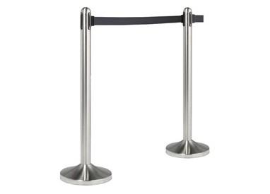 1 COLONNINA SEGNAPERCORSO CROMATA con nastro NERO 210cm Securit