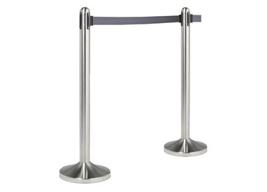 1 COLONNINA SEGNAPERCORSO CROMATA con nastro GRIGIO 210cm Securit