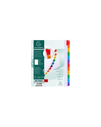 SEPARATORE Numerico 1-12/A4 Maxi in CARTONCINO 160gr Exacompta