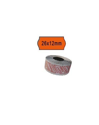 PACK 10 ROTOLI 1000 ETICH. 26x12mm ONDA ARANCIO PERM. Printex