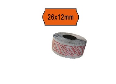 PACK 10 ROTOLI 1000 ETICH. 26x12mm ONDA ARANCIO PERM. Printex