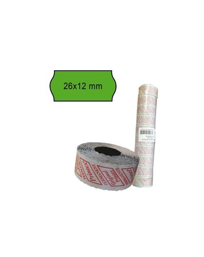 PACK 10 ROTOLI 1000 ETICH. 26x12mm ONDA VERDE PERM. Printex