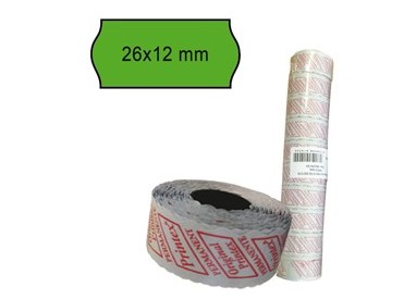 PACK 10 ROTOLI 1000 ETICH. 26x12mm ONDA VERDE PERM. Printex