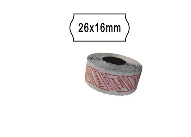 PACK 10 ROTOLI 1000 ETICH. 26x16mm ONDA BIANCO PERM. Printex