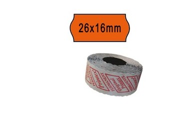 PACK 10 ROTOLI 1000 ETICH. 26x16mm ONDA ARANCIO PERM. Printex