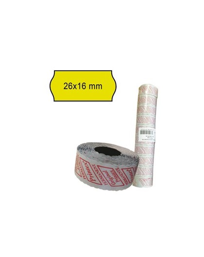 PACK 10 ROTOLI 1000 ETICH. 26x16mm ONDA GIALLO PERM. Printex