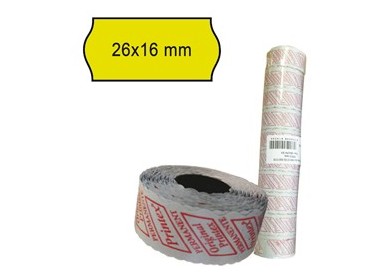 PACK 10 ROTOLI 1000 ETICH. 26x16mm ONDA GIALLO PERM. Printex