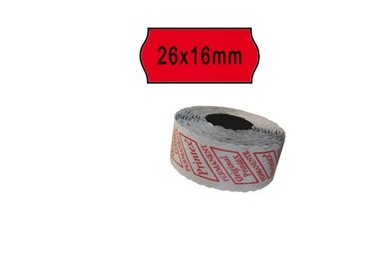 PACK 10 ROTOLI 1000 ETICH. 26x16mm ONDA ROSSO PERM. Printex