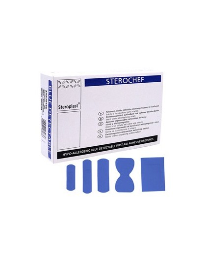 Scatola 100 CEROTTI Assort. in 5 misure BLU DETECTABLE