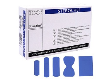 Scatola 100 CEROTTI Assort. in 5 misure BLU DETECTABLE