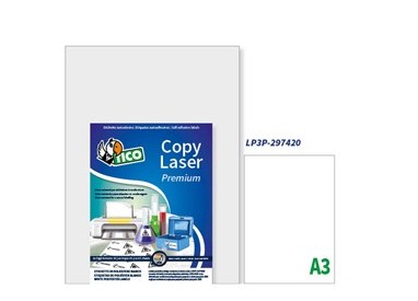Poliestere adesivo LP3P bianco 250fg A3 297x420mm (1et/fg) laser Tico