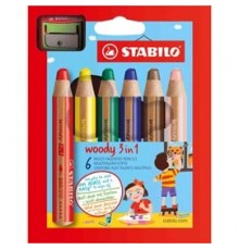 Astuccio 6 pastelli STABILO WOODY 3in1 + TEMPERINO