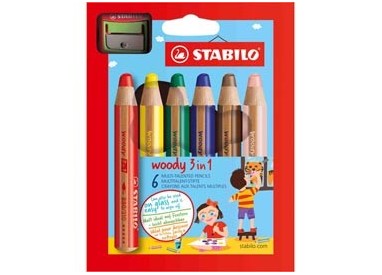 Astuccio 6 pastelli STABILO WOODY 3in1 + TEMPERINO