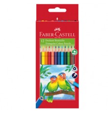 ASTUCCIO 12 PASTELLI COLORATI TRIANGOLARI ECO + TEMPERINO FABER CASTELL