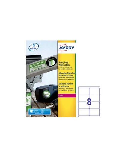 Poliestere adesivo L4715 bianco 20fg A4 99,1x67,7mm (8et/fg) laser Avery