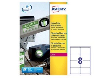 Poliestere adesivo L4715 bianco 20fg A4 99,1x67,7mm (8et/fg) laser Avery
