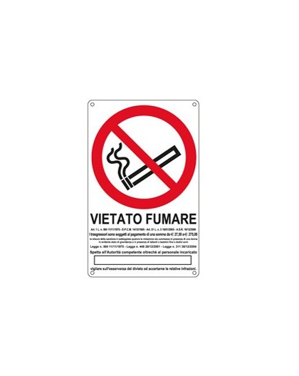 CARTELLO ALLUMINIO 27x43cm 'VIETATO FUMARE''