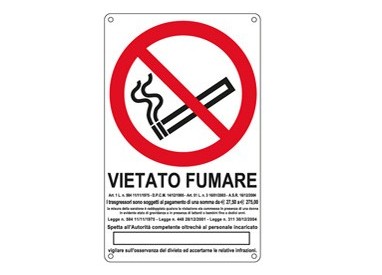 CARTELLO ALLUMINIO 27x43cm 'VIETATO FUMARE''