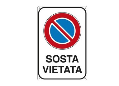 CARTELLO ALLUMINIO 20x30cm 'SOSTA VIETATA''