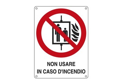 CARTELLO ALLUMINIO 11,5x16cm 'NON USARE IN CASO DI INCENDIO'