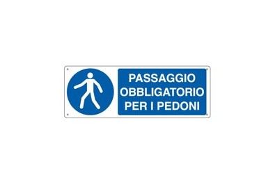 CARTELLO ALLUMINIO 35x12,5cm 'PASSAGGIO OBBLIGATORIO PER I PEDONI'