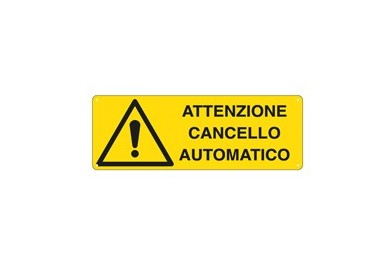 CARTELLO ALLUMINIO 35x12,5cm 'ATTENZIONE CANCELLO AUTOMATICO'