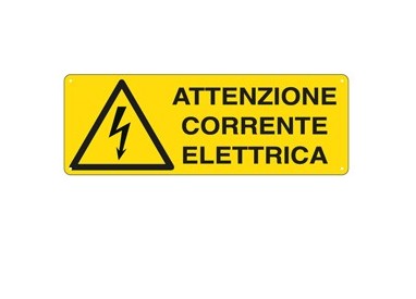 CARTELLO ALLUMINIO 35x12,5cm 'ATTENZIONE CORRENTE ELETTRICA'