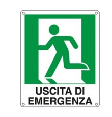 CARTELLO ALLUMINIO 25x31cm 'USCITA DI EMERGENZA A SX'
