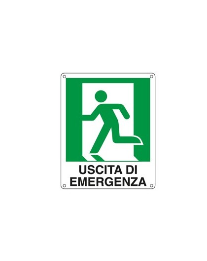 CARTELLO ALLUMINIO 25x31cm 'USCITA DI EMERGENZA A SX'