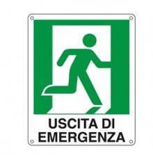 CARTELLO ALLUMINIO 25x31cm 'USCITA DI EMERGENZA A DX'