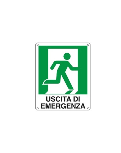 CARTELLO ALLUMINIO 25x31cm 'USCITA DI EMERGENZA A DX'