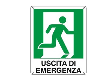 CARTELLO ALLUMINIO 25x31cm 'USCITA DI EMERGENZA A DX'