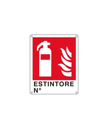 CARTELLO ALLUMINIO 25x31cm 'ESTINTORE N°''