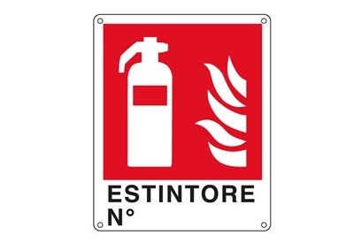 CARTELLO ALLUMINIO 25x31cm 'ESTINTORE N°''