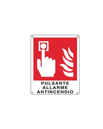 CARTELLO ALLUMINIO 12x14,5cm 'PULSANTE ALLARME ANTINCENDIO''