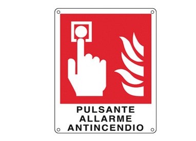 CARTELLO ALLUMINIO 12x14,5cm 'PULSANTE ALLARME ANTINCENDIO''