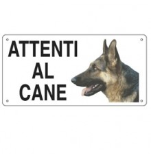 CARTELLO ALLUMINIO 25x12,5cm 'ATTENTI AL CANE''