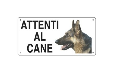 CARTELLO ALLUMINIO 25x12,5cm 'ATTENTI AL CANE''