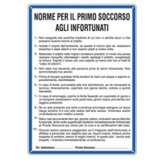CARTELLO ALLUMINIO 33,3x47cm 'NORME DI PRIMO SOCCORSO AGLI INFORTUNATI''