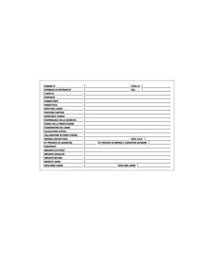 CARTELLO POLIONDA 67x100cm 'CANTIERE SPECIFICHE DEI LAVORI'