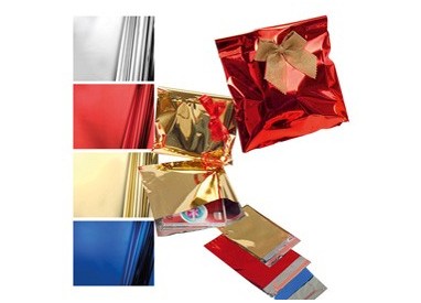 50 BUSTE REGALO IN PPL METAL LUCIDO 20x35+5cm ORO con patella adesiva