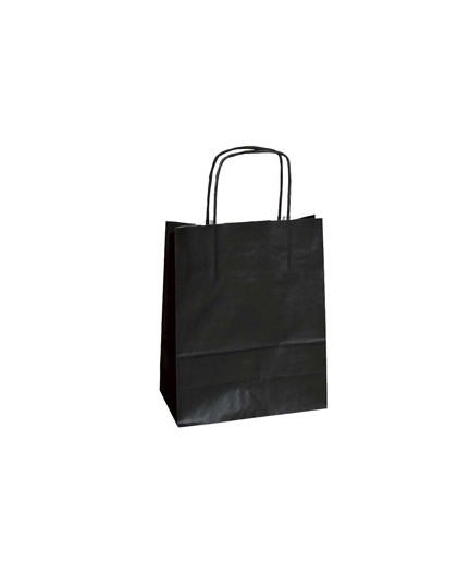 25 SHOPPERS CARTA KRAFT 18x8x24CM TWISTED NERO