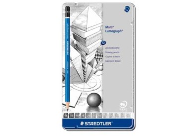 Astuccio metallo 12 matite grafite Mars® Lumograph® 12gradazioni Staedtler