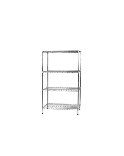 SCAFFALE 4 RIPIANI IN ACCIAIO CROMATO 60x90cm - H160cm ARCHIMEDE Kit ROBUSTO