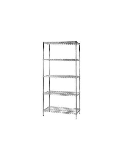 SCAFFALE 5 RIPIANI IN ACCIAIO CROMATO 60x90cm - H200cm ARCHIMEDE Kit ROBUSTO