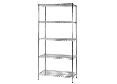 SCAFFALE 5 RIPIANI IN ACCIAIO CROMATO 60x90cm - H200cm ARCHIMEDE Kit ROBUSTO