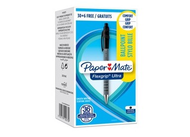 Special pack 30+ 6 penna sfera scatto FLEXGRIP ULTRA 1.0 nero PAPERMATE