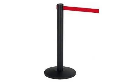 1 COLONNINA SEGNAPERCORSO NERA con nastro 200cm ROSSO ALFA