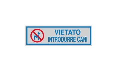 TARGHETTA ADESIVA 165x50mm VIETATO INTRODURRE CANI